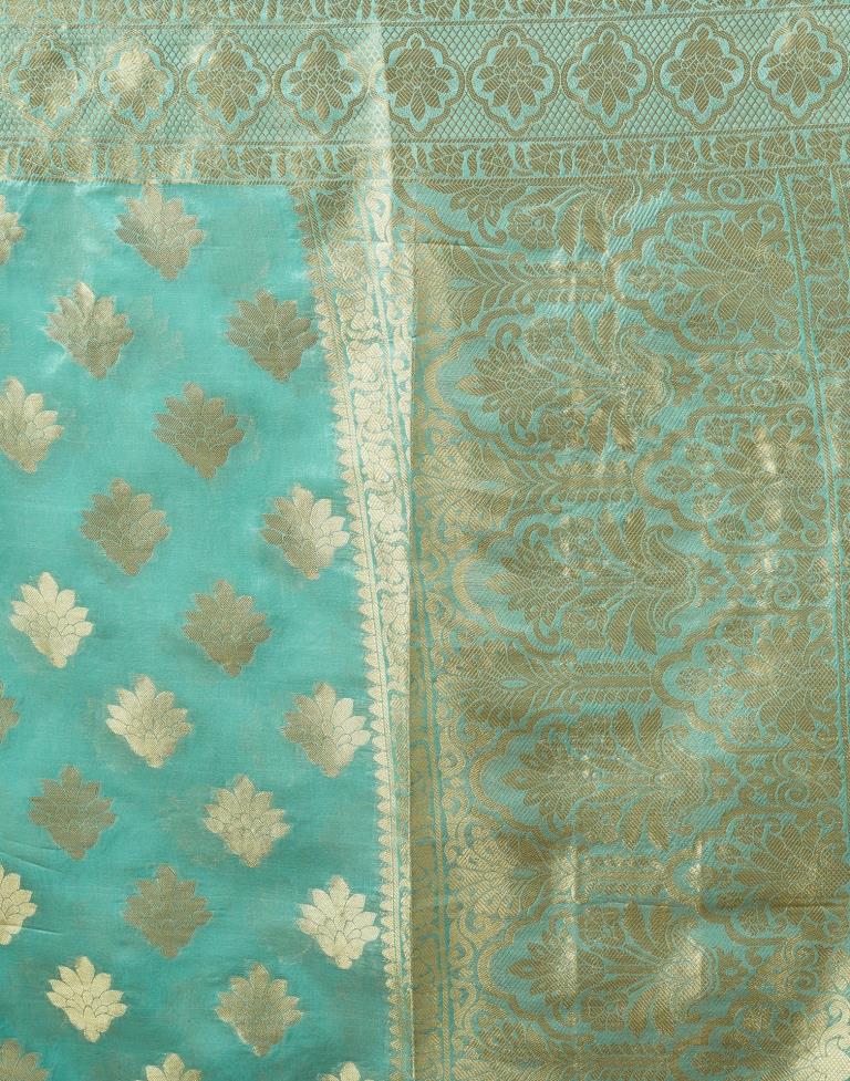 Light Blue Organza Woven Saree