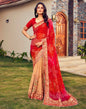Red Chiffon Printed  Saree