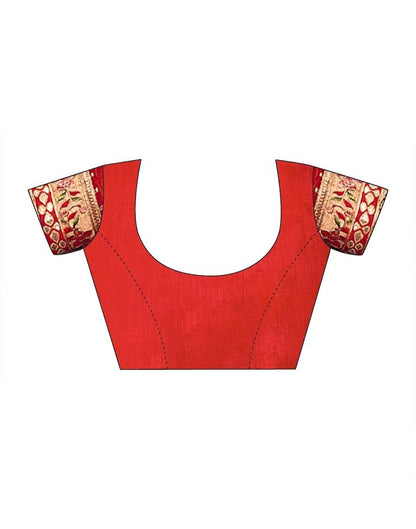 Red Chiffon Printed  Saree