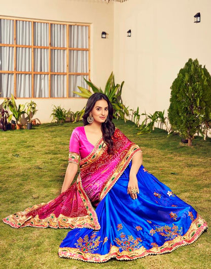 Maroon & Multicoloured Chiffon Printed  Saree