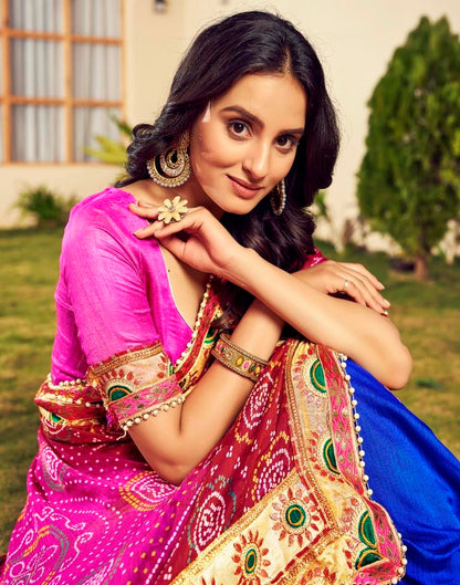 Maroon & Multicoloured Chiffon Printed  Saree