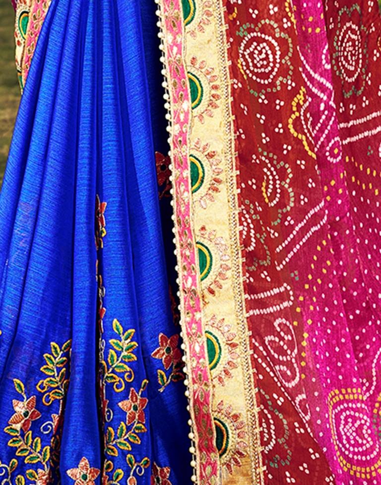 Maroon & Multicoloured Chiffon Printed  Saree