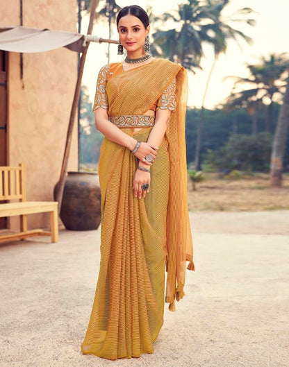 Rust  Chiffon Plain Saree