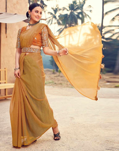 Rust  Chiffon Plain Saree