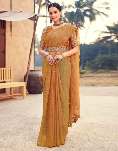 Rust  Chiffon Plain Saree