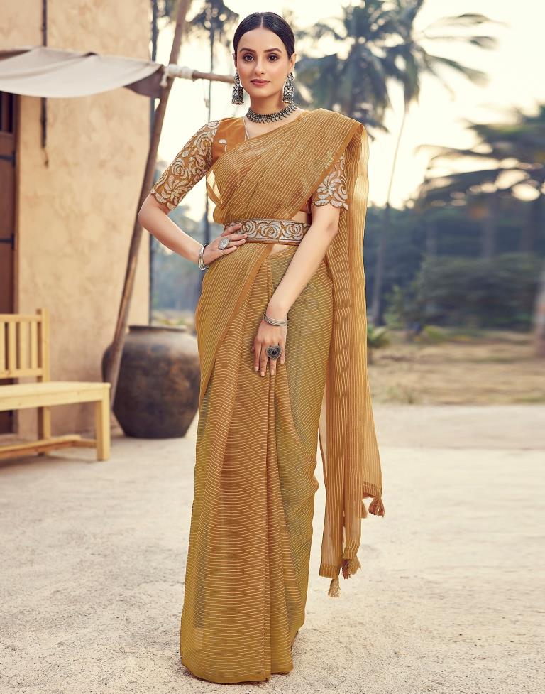 Rust  Chiffon Plain Saree