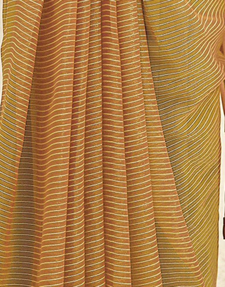 Rust  Chiffon Plain Saree