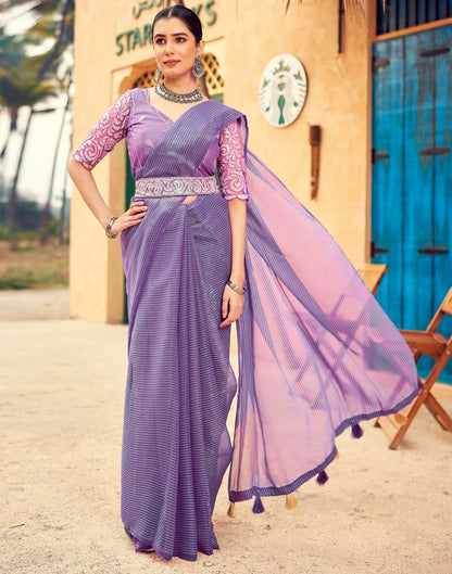 Lavender Chiffon Plain Saree