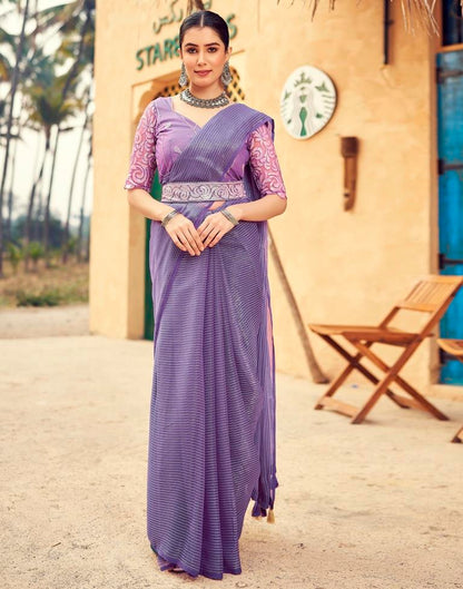 Lavender Chiffon Plain Saree