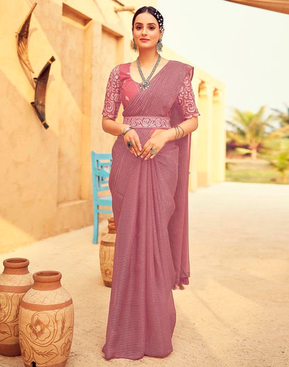 Dusty Pink Chiffon Plain Saree