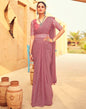 Dusty Pink Chiffon Plain Saree