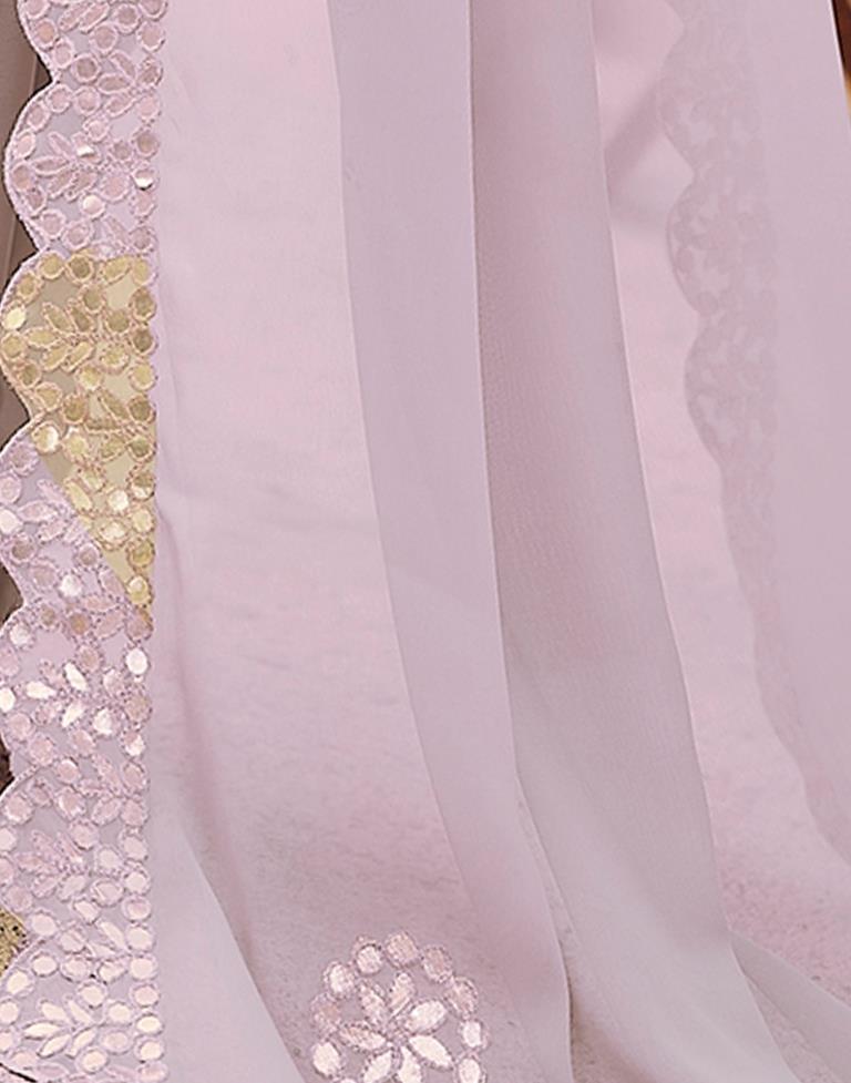 Light Mauve Georgette Plain Saree