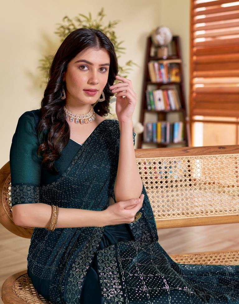 Sea Blue Georgette Plain Saree