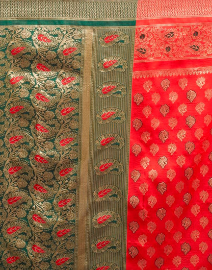 Red & Green Silk Saree