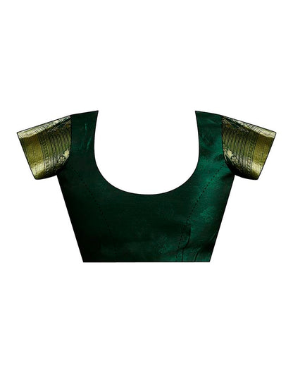 Yellow & Dark Green Silk Woven Saree