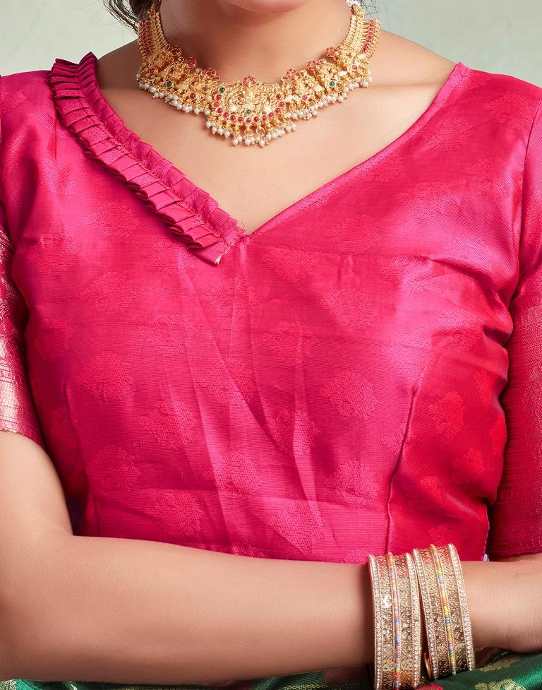 Dark Green Silk Woven Saree