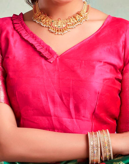 Dark Green Silk Woven Saree