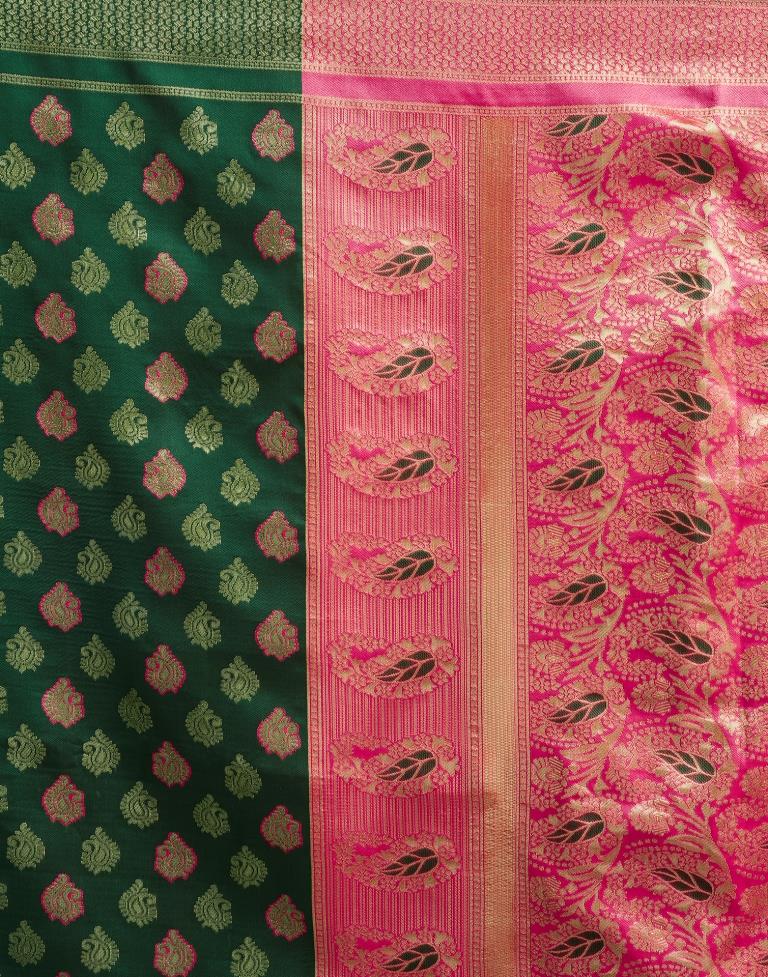 Dark Green Silk Woven Saree