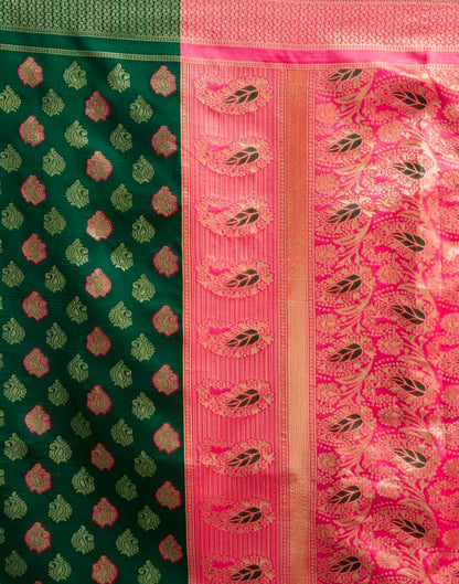 Dark Green Silk Woven Saree