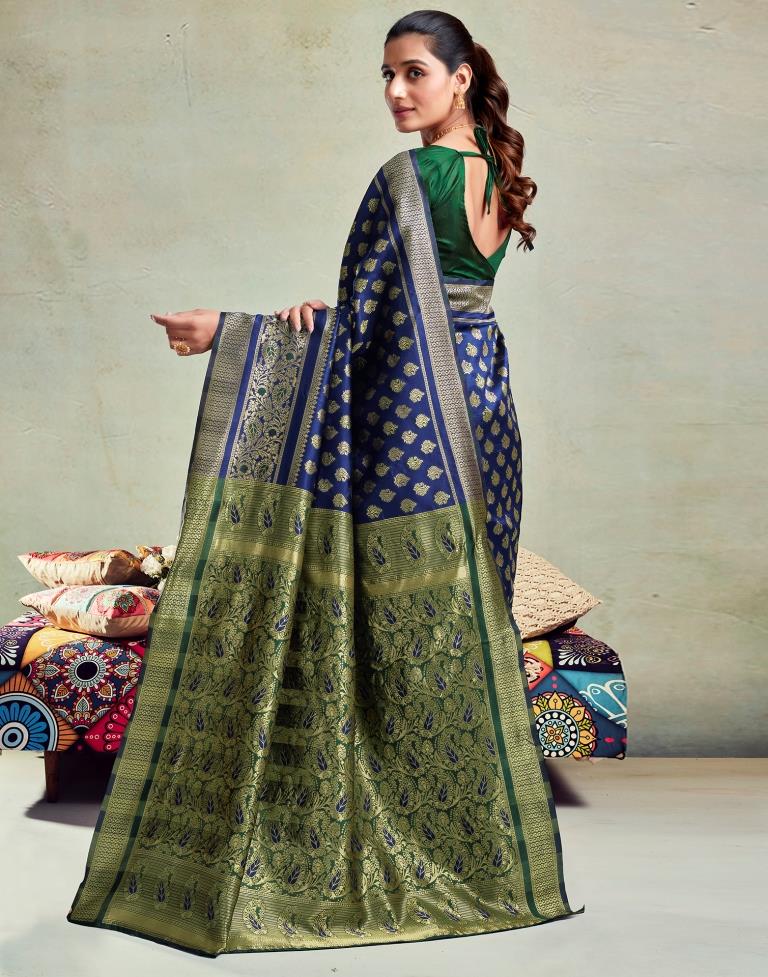 Dark Blue Silk Woven Saree