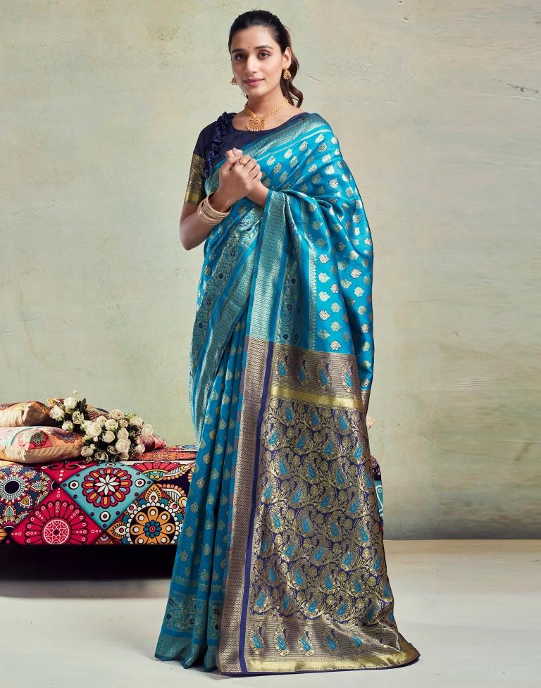Blue Silk Woven Saree