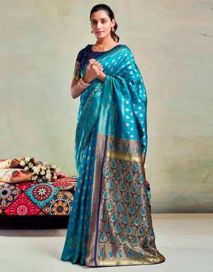 Blue Silk Woven Saree