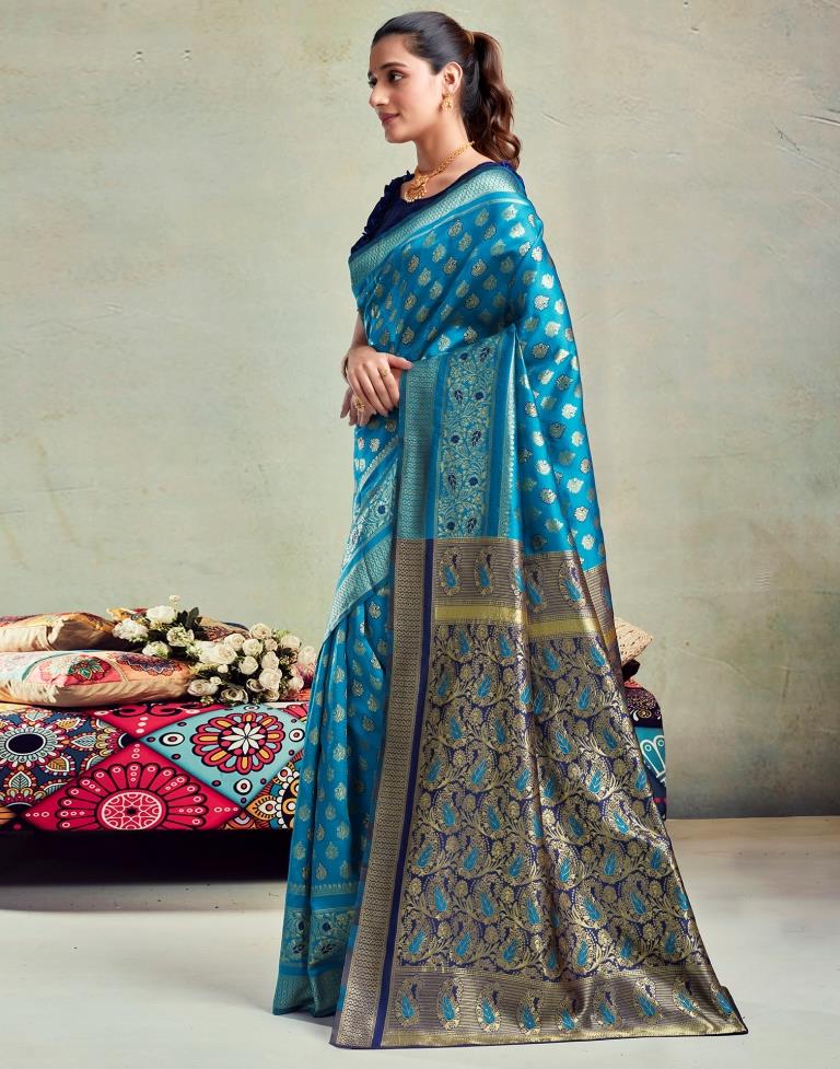 Blue Silk Woven Saree
