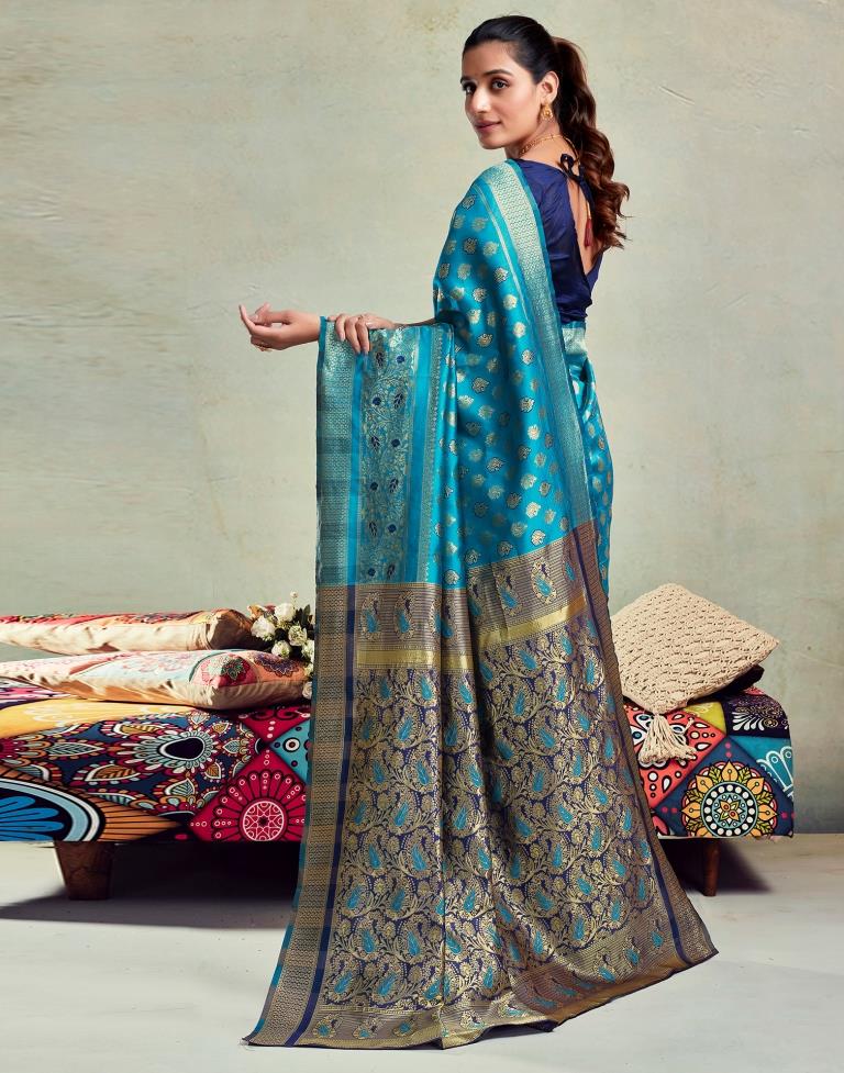Blue Silk Woven Saree