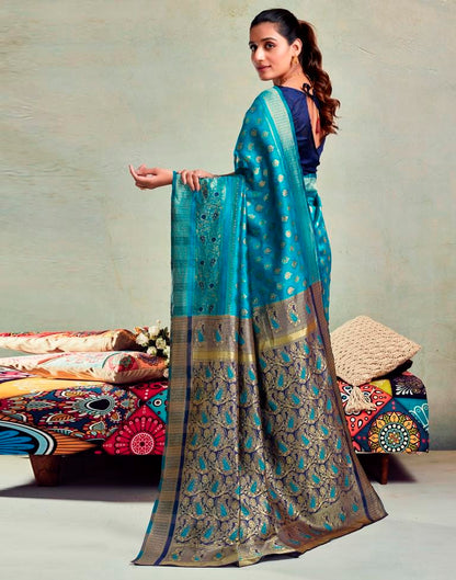 Blue Silk Woven Saree