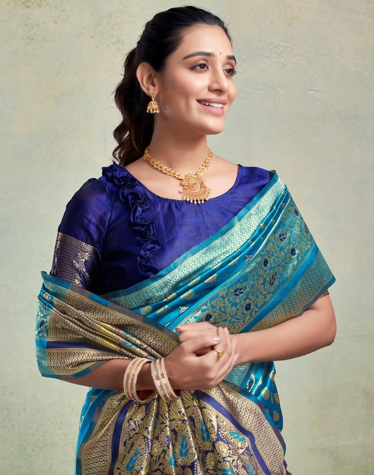 Blue Silk Woven Saree