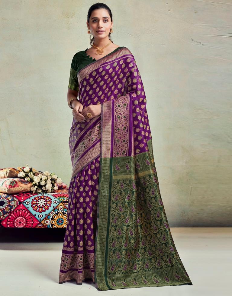 Purple Silk Woven Saree