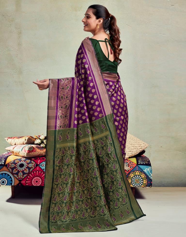 Purple Silk Woven Saree