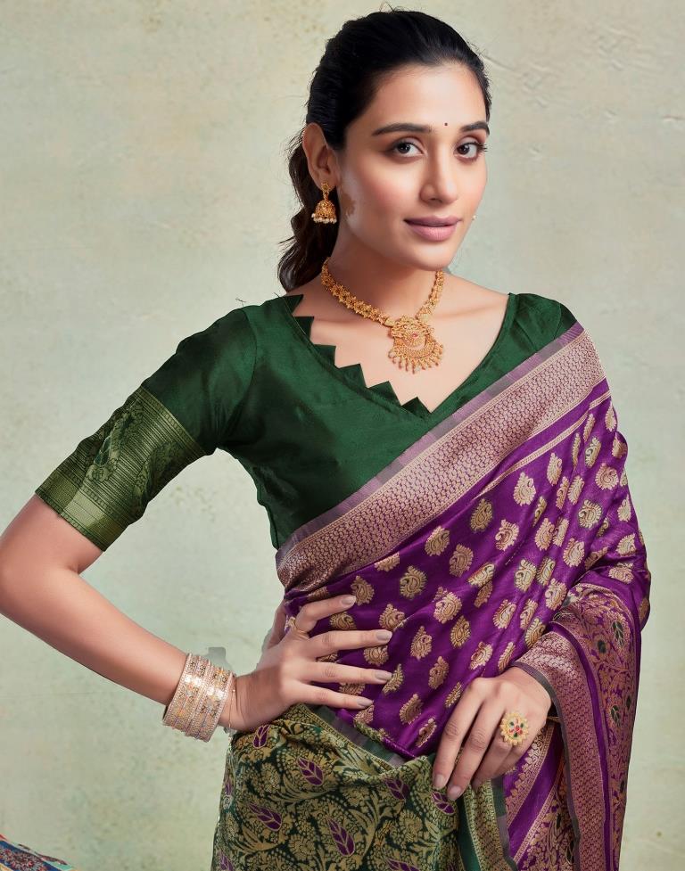 Purple Silk Woven Saree