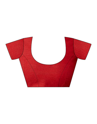 Red Lycra Printed  Saree