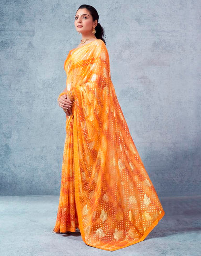 Yellow Lycra Printed  Saree