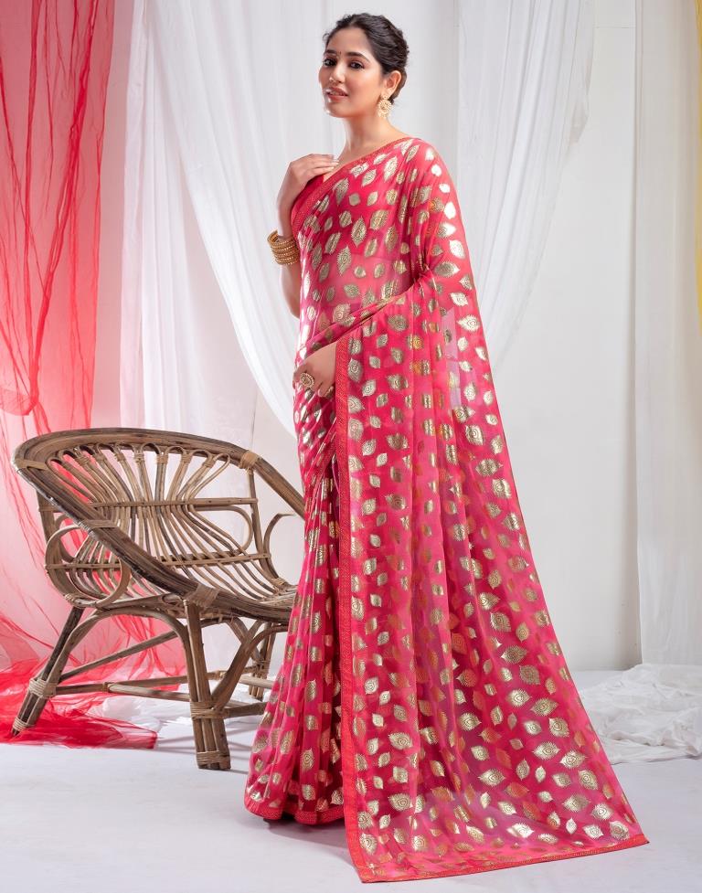 Red Lycra Printed Saree