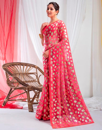 Red Lycra Printed Saree