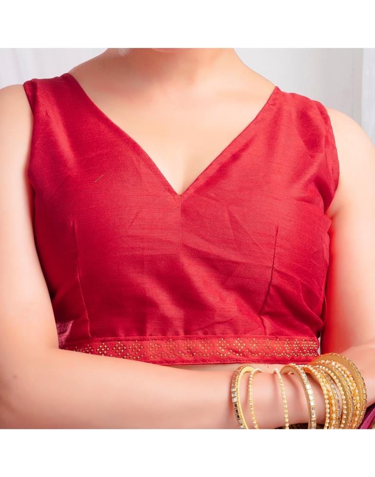 Red Lycra Printed Saree