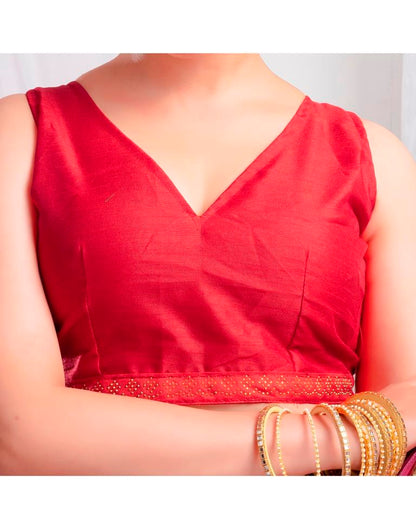 Red Lycra Printed Saree