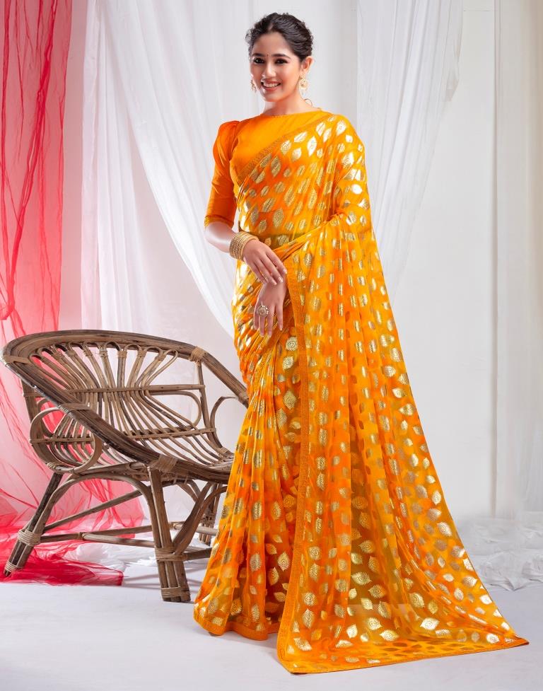 Turmeric Lycra Printed Saree