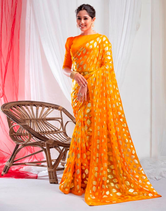 Turmeric Lycra Printed Saree