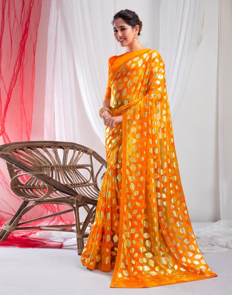 Turmeric Lycra Printed Saree