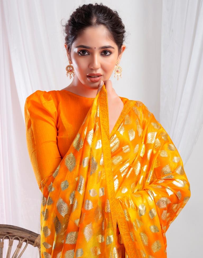 Turmeric Lycra Printed Saree