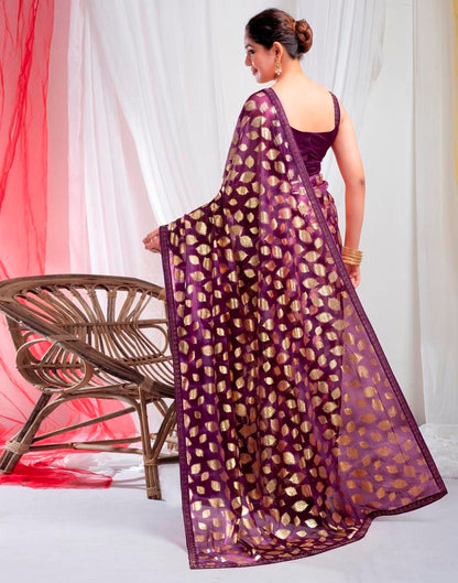 Deep Purple Lycra Printed Saree