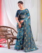 Steel Blue Lycra Printed Saree