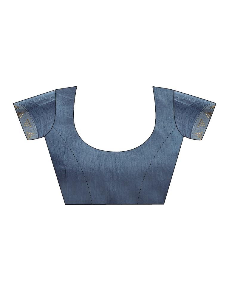 Steel Blue Lycra Printed Saree