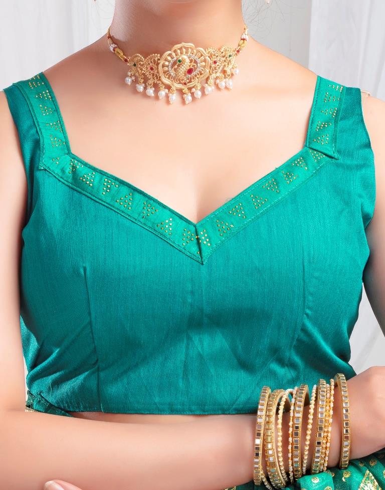 Dark Green Lycra Printed Saree