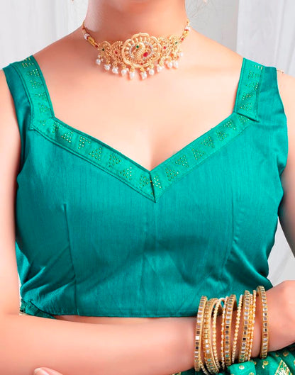 Dark Green Lycra Printed Saree