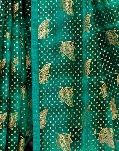 Dark Green Lycra Printed Saree
