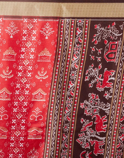 Red Silk Printed  Saree